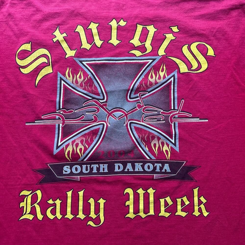Vintage 2004 STURGIS bike week grunge biker iron cross t-shirt